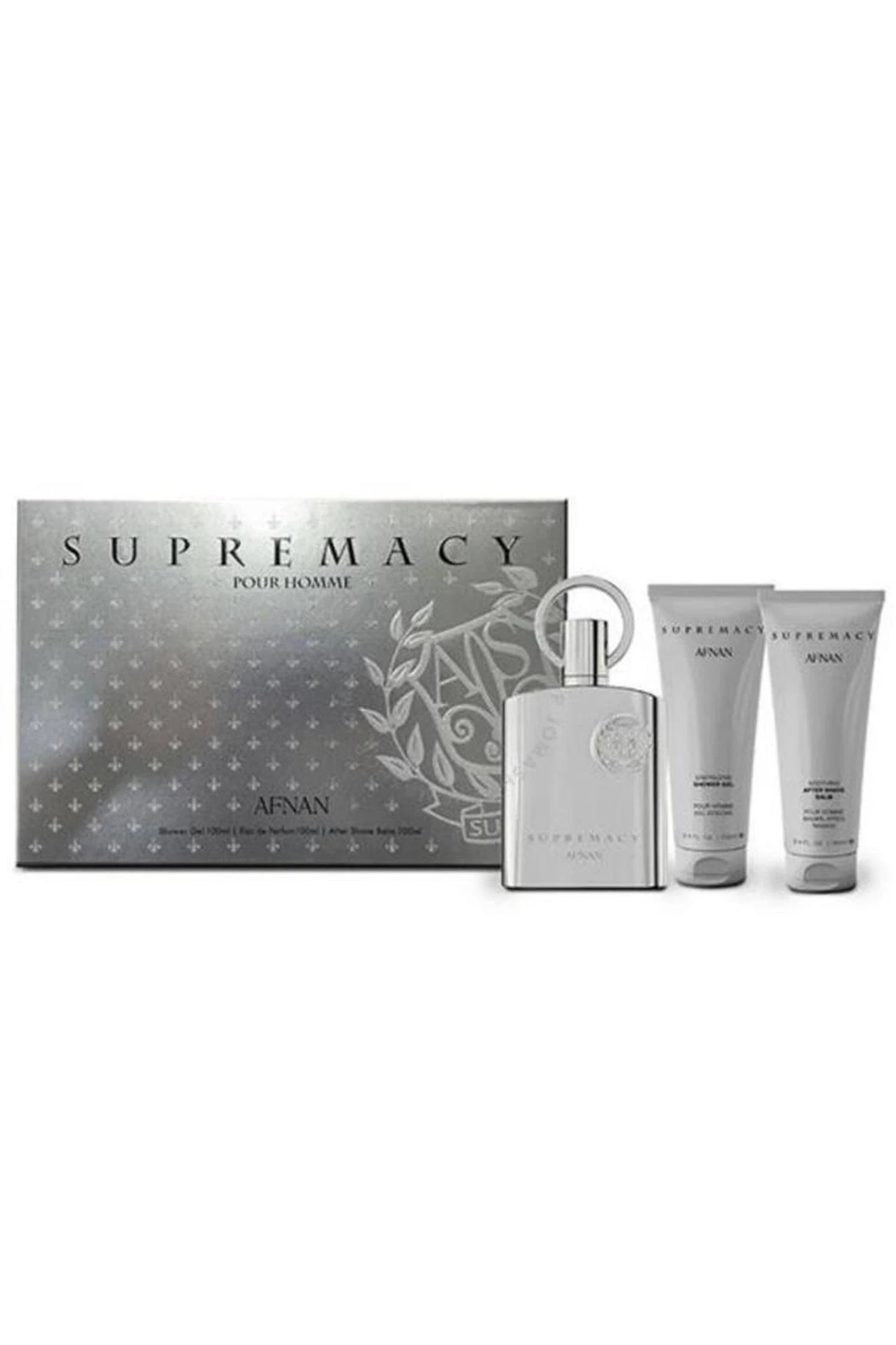 AFNAN SUPREMACY SILVER SET EDP 100ML+SG100ML+AS 100ML
