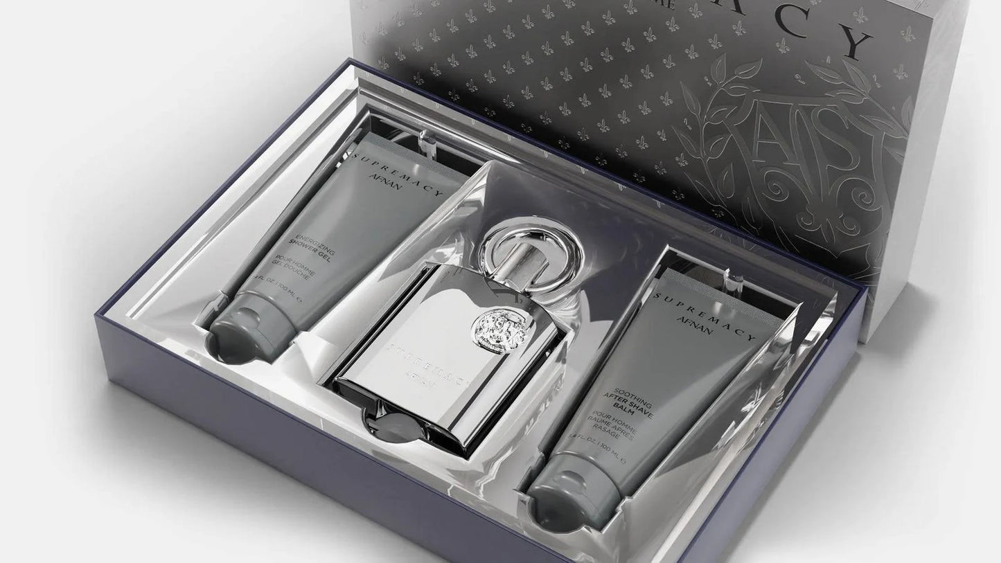 AFNAN SUPREMACY SILVER SET EDP 100ML+SG100ML+AS 100ML