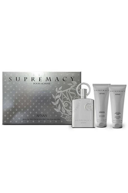 AFNAN SUPREMACY SILVER SET EDP 100ML+SG100ML+AS 100ML